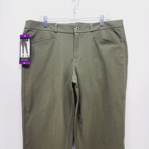 Banana Republic Cropped pants Womens High-Rise Straight-Leg  Olive Green Size 14 - Picture 7 of 13